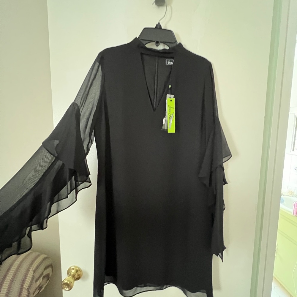 Sam Edelman Black Dress W/ Ruffle Straight Sleeves